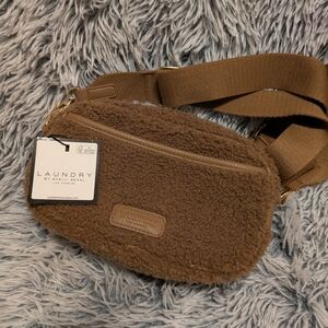 Laundry By Shelli Segal Tan Fleece Crossbody Bag